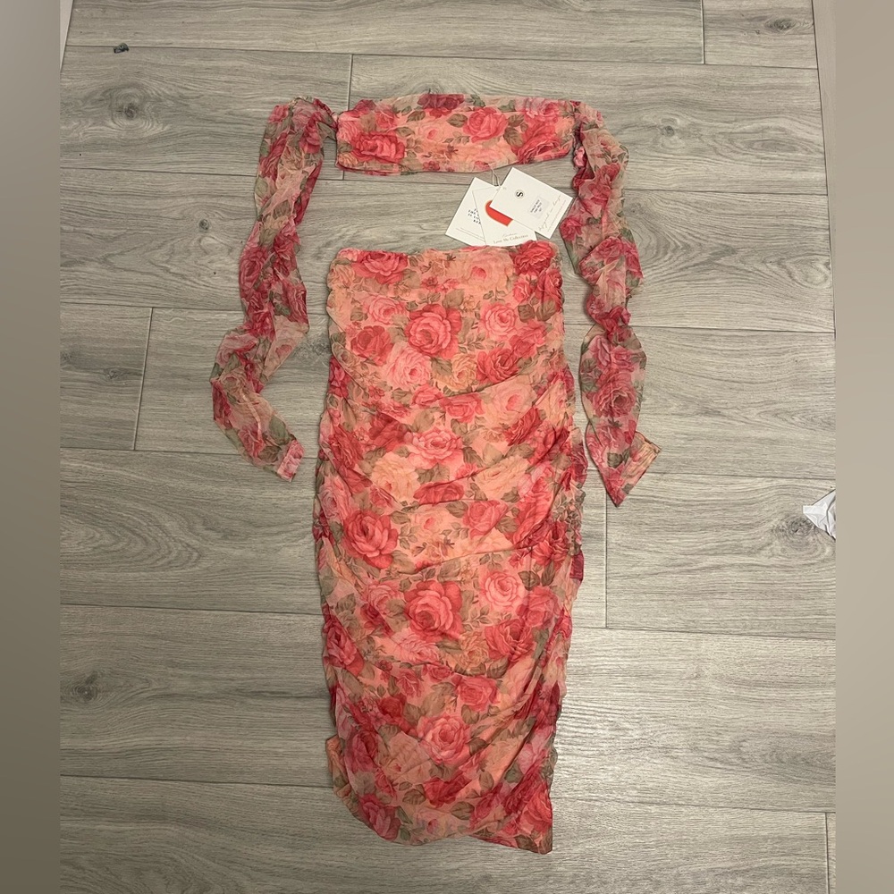 Floral Off-Shoulder Dress Alamour The Label, New